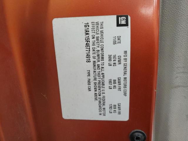 1G1AK15F467714918 - 2006 CHEVROLET COBALT LS ORANGE photo 12