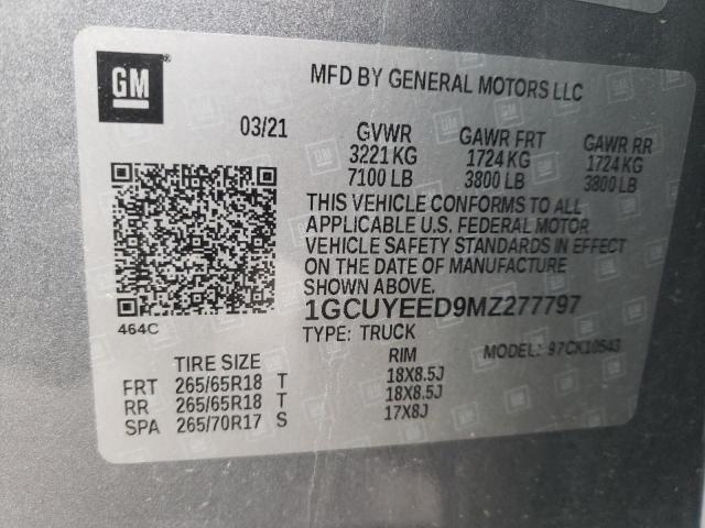 1GCUYEED9MZ277797 - 2021 CHEVROLET SILVERADO K1500 RST GRAY photo 12