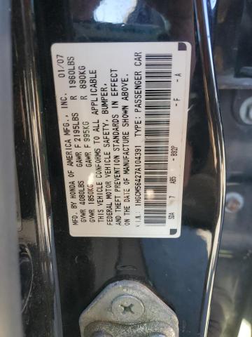 1HGCM56427A104391 - 2007 HONDA ACCORD LX BLACK photo 12