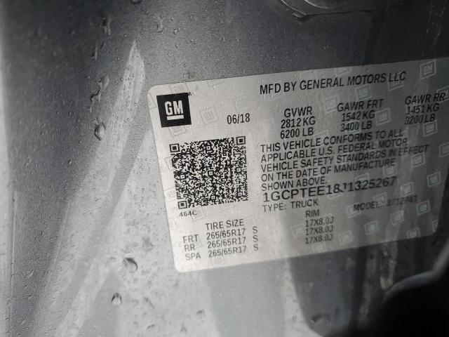 1GCPTEE18J1325267 - 2018 CHEVROLET COLORADO ZR2 GRAY photo 12