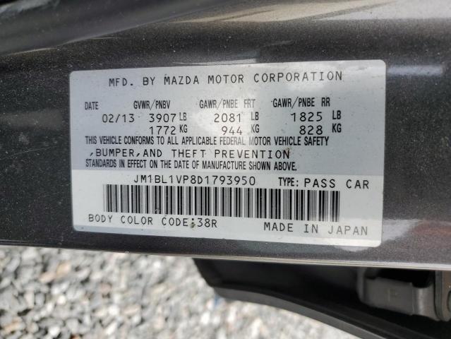 JM1BL1VP8D1793950 - 2013 MAZDA 3 I GRAY photo 12