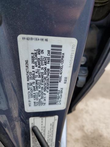 4T1BE32K03U734298 - 2003 TOYOTA CAMRY LE BLUE photo 12