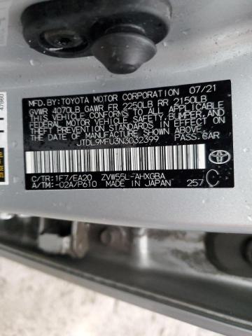 JTDL9MFU3N3032399 - 2022 TOYOTA PRIUS LE GRAY photo 12