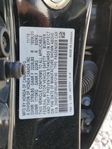 2HGFC2F85LH512140 - 2020 HONDA CIVIC SPORT 黑色 照片 12