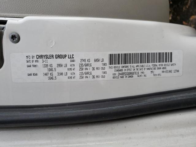 2A4RR5DG6BR687618 - 2011 CHRYSLER TOWN & COU TOURING თეთრი ფოტო 13