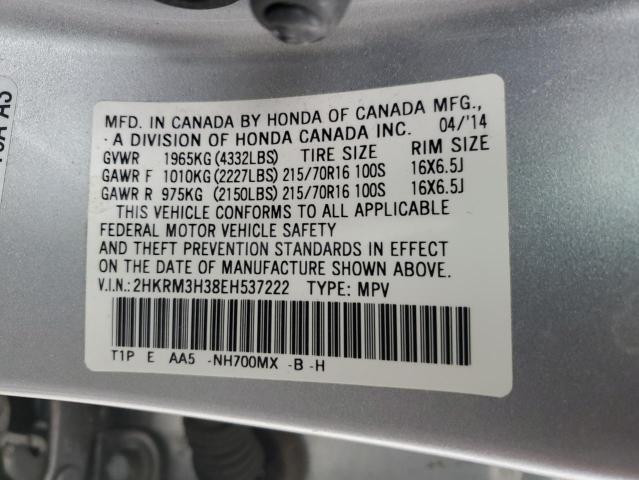 2HKRM3H38EH537222 - 2014 HONDA CR-V LX SILVER photo 13