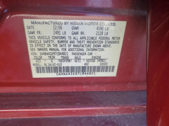 1N4BA41E97C844821 - 2007 NISSAN MAXIMA SE RED photo 13