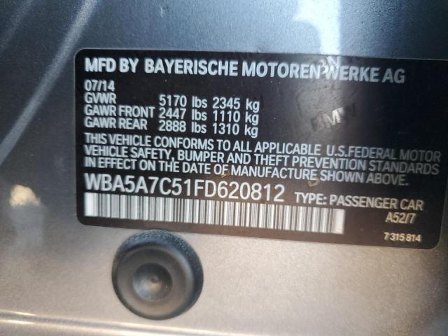 WBA5A7C51FD620812 - 2015 BMW 528 XI SILVER photo 12