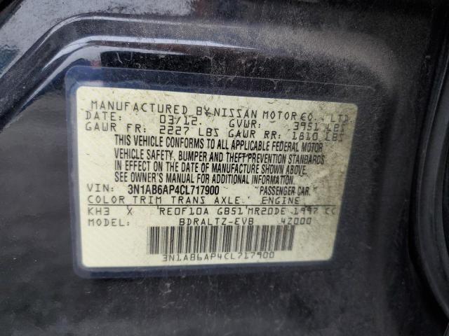 3N1AB6AP4CL717900 - 2012 NISSAN SENTRA 2.0 BLACK photo 12