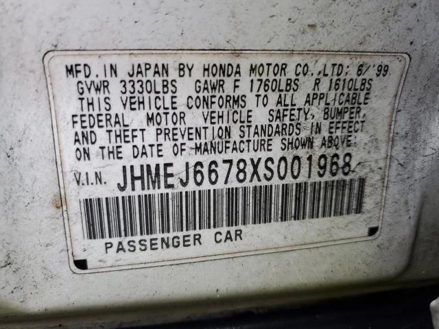 JHMEJ6678XS001968 - 1999 HONDA CIVIC LX WHITE photo 12