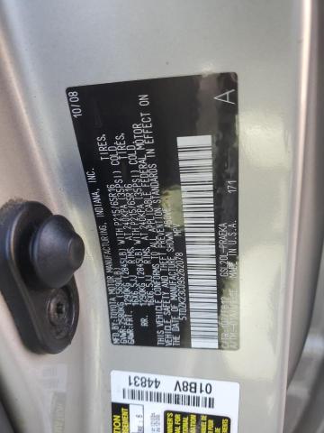 5TDZK23C09S262078 - 2009 TOYOTA SIENNA CE SILVER photo 12