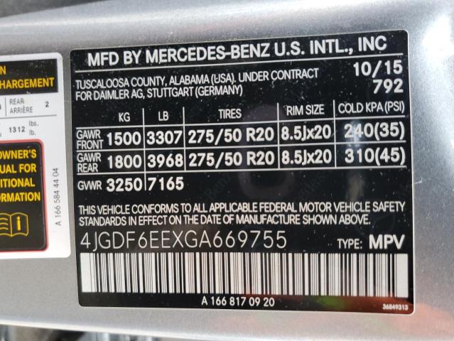 4JGDF6EEXGA669755 - 2016 MERCEDES-BENZ GL 450 4MATIC GRAY photo 13