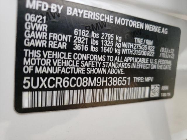 5UXCR6C08M9H38651 - 2021 BMW X5 XDRIVE40I WHITE photo 13