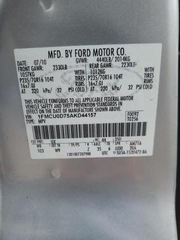 1FMCU0D75AKD44157 - 2010 FORD ESCAPE XLT SILVER photo 13