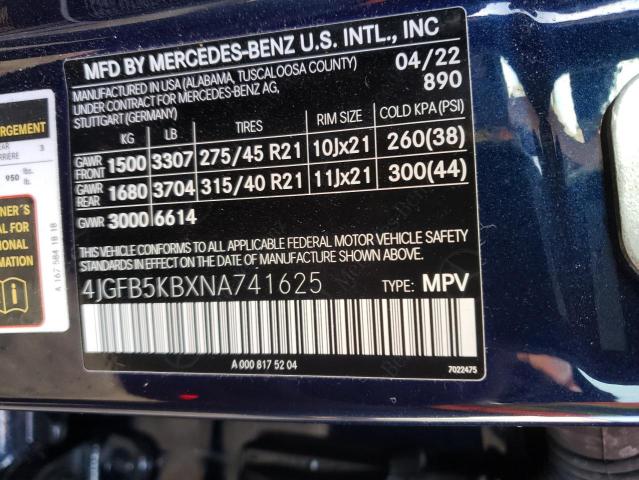 4JGFB5KBXNA741625 - 2022 MERCEDES-BENZ GLE 450 4MATIC BLUE photo 13