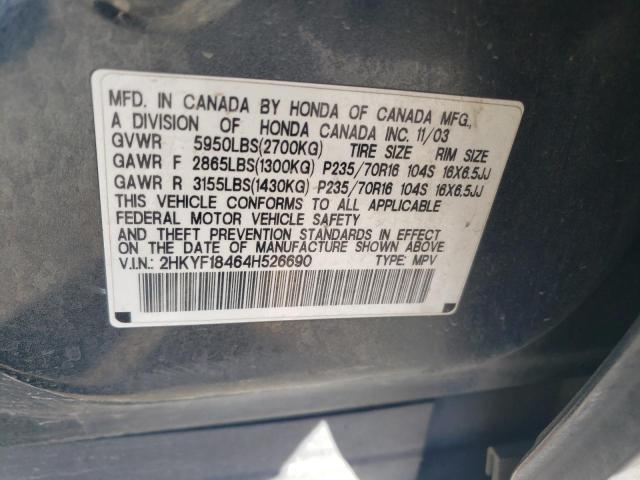 2HKYF18464H526690 - 2004 HONDA PILOT EX BLUE photo 13