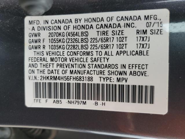 2HKRM4H56FH683188 - 2015 HONDA CR-V EX GRAY photo 13