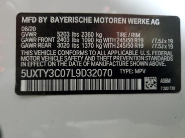5UXTY3C07L9D32070 - 2020 BMW X3 SDRIVE30I WHITE photo 13