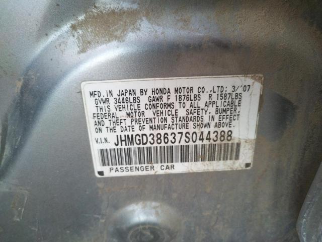 JHMGD38637S044388 - 2007 HONDA FIT S 银色 照片 12