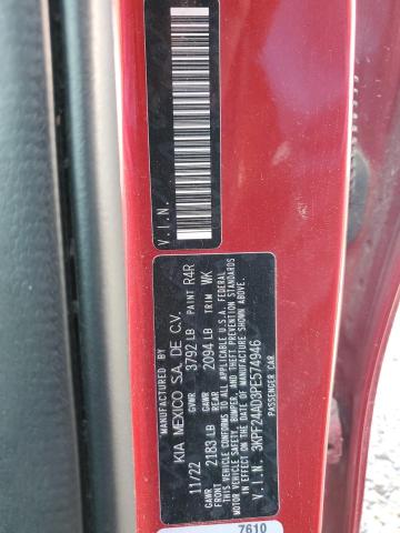 3KPF24AD3PE574946 - 2023 KIA FORTE LX RED photo 12