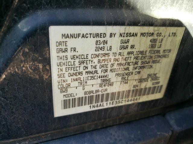 1N4AL11E35C144441 - 2005 NISSAN ALTIMA S BLUE photo 12