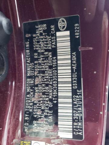 4T1BK36B35U011664 - 2005 TOYOTA AVALON XL BURGUNDY photo 12