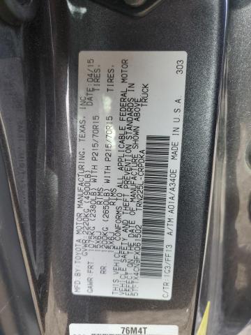 5TFTX4CN9FX061502 - 2015 TOYOTA TACOMA ACCESS CAB GRAY photo 12