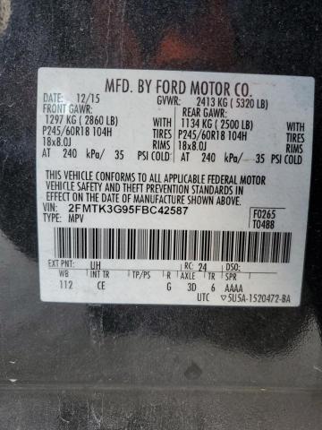 2FMTK3G95FBC42587 - 2015 FORD EDGE SE BLACK photo 13