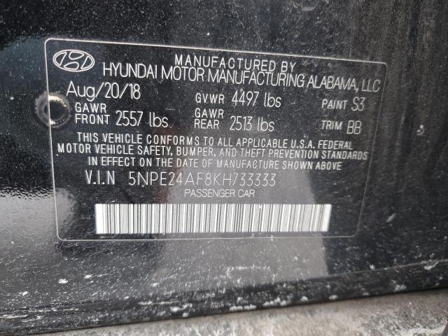 5NPE24AF8KH733333 - 2019 HYUNDAI SONATA SE BLACK photo 12