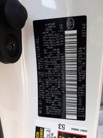 4T1G31AKXPU050981 - 2023 TOYOTA CAMRY SE NIGHT SHADE WHITE photo 12