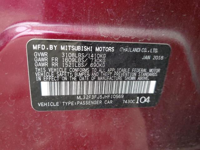 ML32F3FJ5JHF10569 - 2018 MITSUBISHI MIRAGE G4 BURGUNDY photo 12