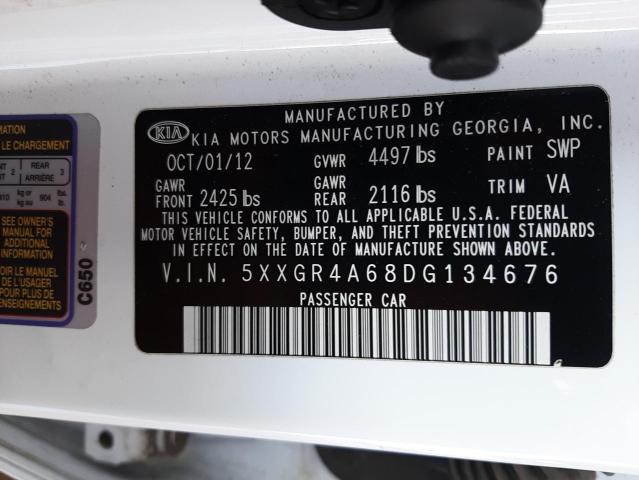 5XXGR4A68DG134676 - 2013 KIA OPTIMA SX WHITE photo 12