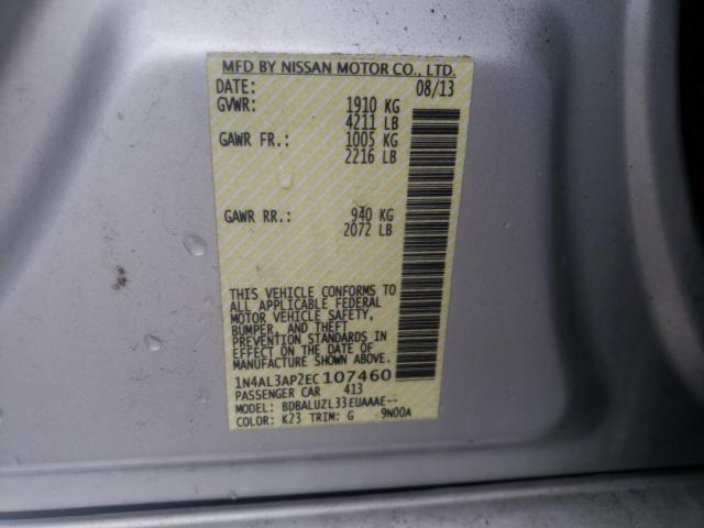 1N4AL3AP2EC107460 - 2014 NISSAN ALTIMA 2.5 SILVER photo 10