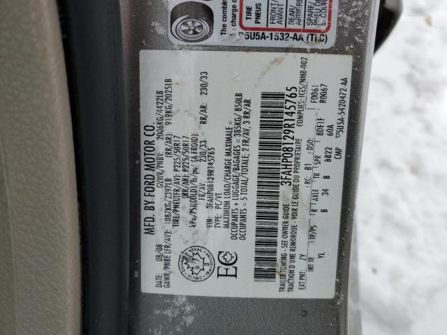 3FAHP08129R145765 - 2009 FORD FUSION SEL GRAY photo 12