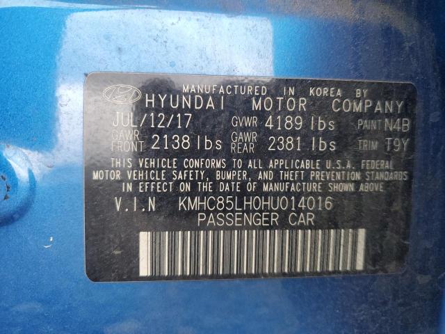 KMHC85LH0HU014016 - 2017 HYUNDAI IONIQ LIMITED BLUE photo 13