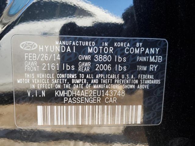 KMHDH4AE2EU143748 - 2014 HYUNDAI ELANTRA SE BLACK photo 12