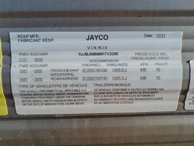 1UJBJ0BN9N17V2280 - 2022 JAYCO JAY FLIGHT TWO TONE photo 10