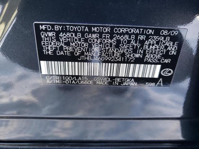 JTHBJ46G992341172 - 2009 LEXUS ES 350 GRAY photo 12