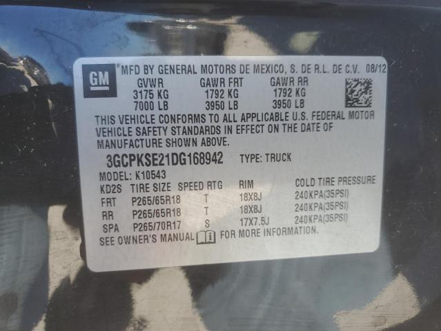 3GCPKSE21DG168942 - 2013 CHEVROLET SILVERADO K1500 LT BLACK photo 12