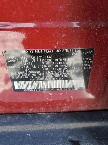 4S4BSANC9H3274864 - 2017 SUBARU OUTBACK 2.5I LIMITED RED photo 13