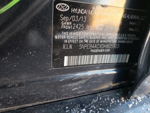 5NPEB4ACXDH805903 - 2013 HYUNDAI SONATA GLS BLACK photo 12