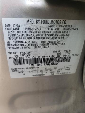 1MEHM401X7G610205 - 2007 MERCURY MONTEGO LUXURY SILVER photo 13