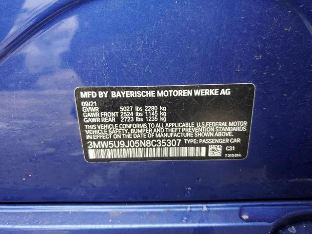 3MW5U9J05N8C35307 - 2022 BMW M340XI BLUE photo 12