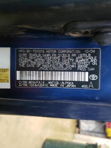 JTKDE167550024579 - 2005 TOYOTA SCION TC 蓝色 照片 12