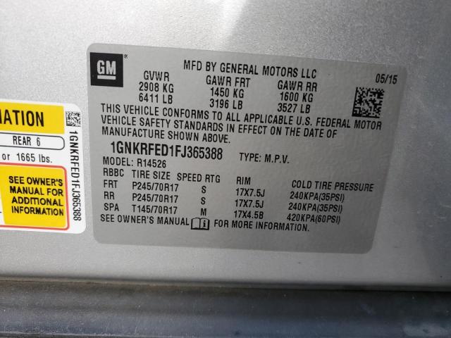 1GNKRFED1FJ365388 - 2015 CHEVROLET TRAVERSE LS SILVER photo 13