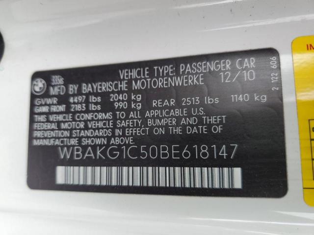 WBAKG1C50BE618147 - 2011 BMW 335IS IS WHITE photo 12