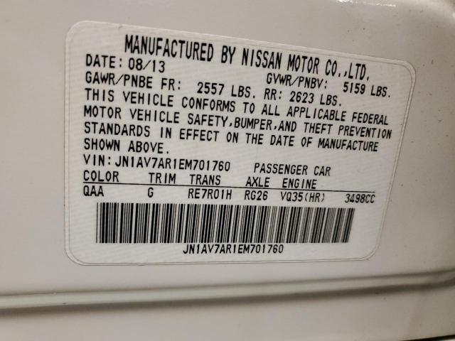 JN1AV7AR1EM701760 - 2014 INFINITI Q50 HYBRID PREMIUM WHITE photo 12