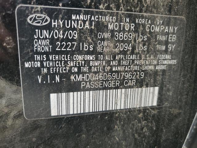 KMHDU46D59U796219 - 2009 HYUNDAI ELANTRA GLS BLACK photo 13