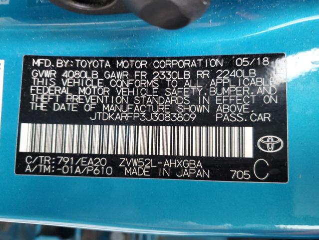 JTDKARFP3J3083809 - 2018 TOYOTA PRIUS PRIM 蓝色 照片 12
