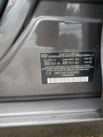 5NPE24AF5FH034005 - 2015 HYUNDAI SONATA SE GRAY photo 12